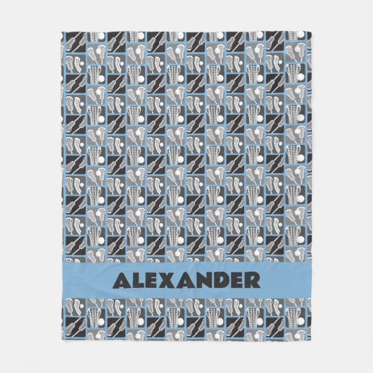 Pulver Blaue Lacrosse Blöcke von Sticks und Balls Fleecedecke (Vorderseite)