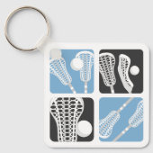 Pulver Blaue Lacrosse Blöcke von Sticks und Balls Schlüsselanhänger (Vorderseite)