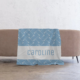 Pulver Blaue Lacrosse Weiße Sticks Gemustert Fleecedecke