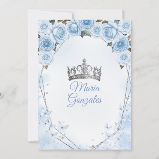 Pulver Blauer Kronenschmetterling 15 Anos Einladung (Rückseite)