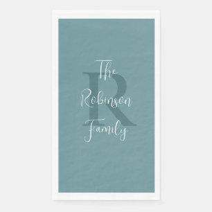 Pulver Blauer weißer Name Monogramm Papierhandtuch Serviette