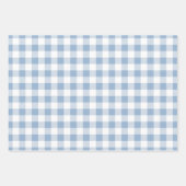 Pulver Blaues Kariertes Muster Geschenkpapier Set (Vorderseite)