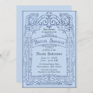 Pulver Blaues weißes Vintages Viktorianisches Brau Einladung