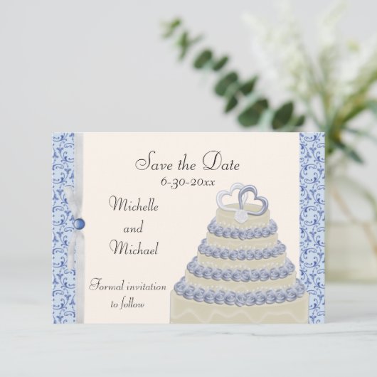 Pulver Blue Florentine Save the Date (Stehend Vorderseite)