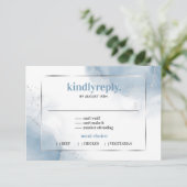 Pulver Blue Minimalistisch silber RSVP-Karte RSVP Karte (Stehend Vorderseite)