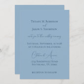 Pulver Blue Minimalistisch Wedding Einladung (Vorne/Hinten)