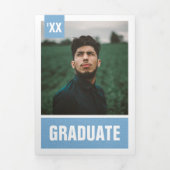 Pulver Blue Modern Textured Foto Abschluss Dreifach Gefaltete Einladung