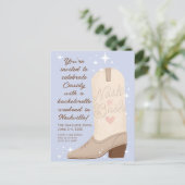 Pulver Blue Nash Bash Cowgirl Boot Bachelorette Postkarte (Stehend Vorderseite)