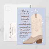 Pulver Blue Nash Bash Cowgirl Boot Bachelorette Postkarte (Vorne/Hinten)