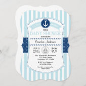 Pulver Blue Nautical Baby Shower Einladung (Vorne/Hinten)