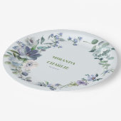 Pulver Blue Wedding Paper Plate Pappteller (Schrägansicht)