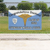 Pulver Blue/White Caduceus Med School Abschluss Banner (Insitu)