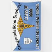 Pulver Blue/White Caduceus Med School Abschluss Banner (Vertikal)