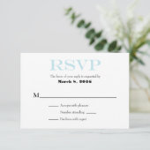 Pulver Blue White Schlicht Simple Wedding RSVP Car (Stehend Vorderseite)