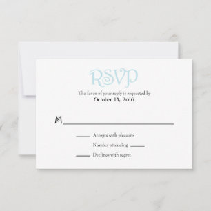 Pulver Blue White Schlicht Simple Wedding RSVP Car Karte