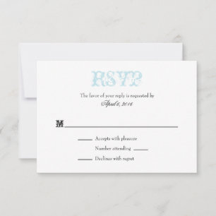 Pulver Blue White Schlicht Simple Wedding RSVP Car Karte