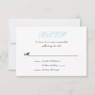 Pulver Blue White Schlicht Simple Wedding RSVP Car Karte