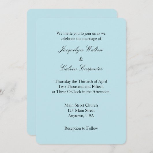 Pulver Blue White Schlicht Simple Weditation Einladung (Vorne/Hinten)