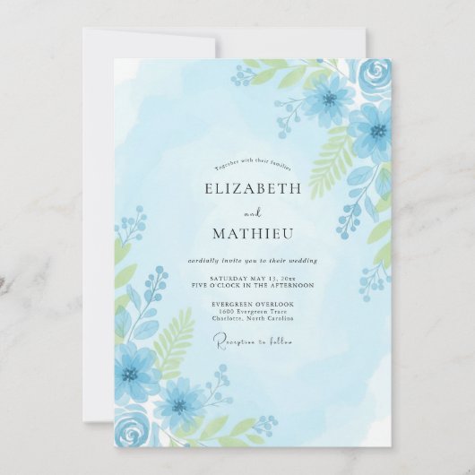 Pulver-Kalk-Blatt-Hochzeit Einladung (Vorderseite)