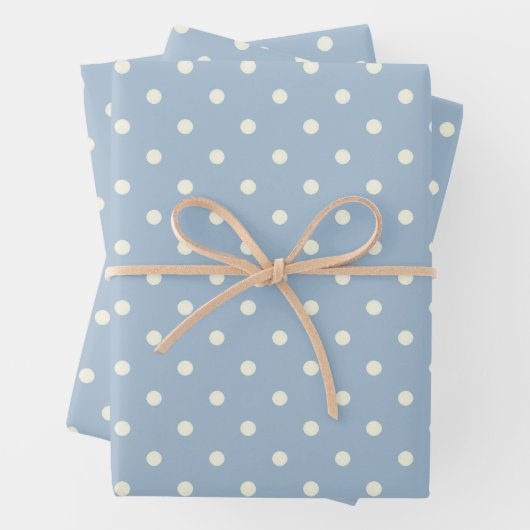 Pulver Pastel Blau Weiße Polka Dot Elegantes Muste Geschenkpapier Set (Beispiel)