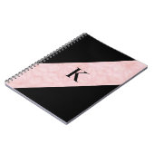 Pulver Pink Batik und Schwarz Mit Monogramm Notizblock (Linke Seite)