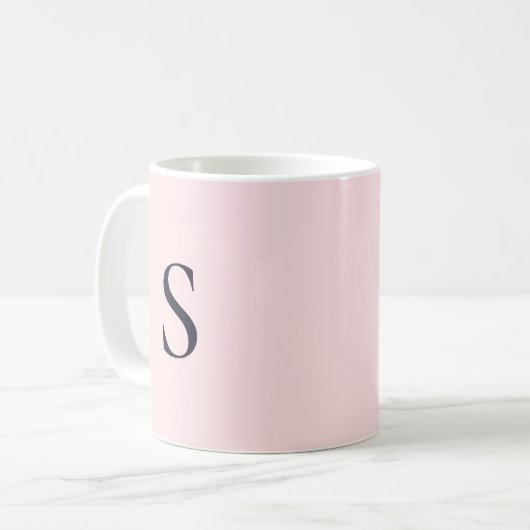 Pulver Pink Einfach Modernes Hübsches Mit Monogram Kaffeetasse (Vorderseite Links)