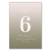 Pulver Pink & Lily Green Ombre Mit Monogramm Hochz Tischnummer (Rückseite)