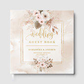 Pulver Pink Sage and Gold Fall Bouquet Wedding Gästebuch (Vorderseite)