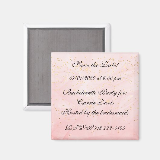 Pulver Pink Save the Date Magnet (Vorderseite/Rückseite)