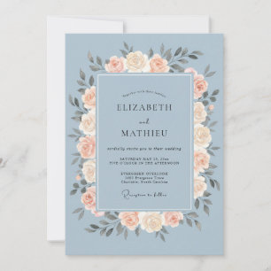 Pulver-Schiefer-Pfingstrosen-Hochzeit Einladung