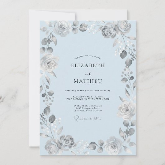 Pulver Silber Bemalte Hochzeit Einladung (Vorderseite)