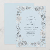 Pulver Silber Bemalte Hochzeit Einladung (Vorne/Hinten)