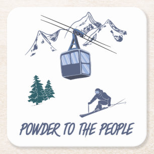Pulver zum People Ski Resort Rechteckiger Pappuntersetzer