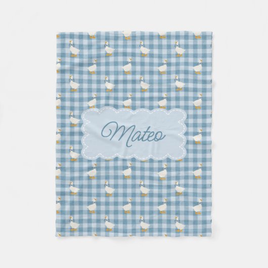 Pulverblau Gingham Gans Büffel Karo Individueller  Fleecedecke (Vorderseite)