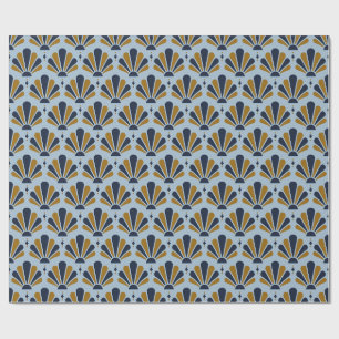 Pulverblau, Navy und Ocker Art Deco Tränenanhänger Geschenkpapier