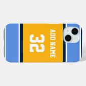 Pulverblau und goldener Sportstreifen Case-Mate iPhone Hülle (Rückseite (Horizontal))