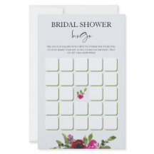 Pulverblaue Aquarell-Blumen-Braut-Show-Bingo