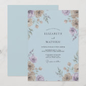 Pulverblaue Bemalte Hochzeit Einladung (Vorne/Hinten)