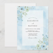 Pulverblaue Hochzeit bemalt Einladung (Vorne/Hinten)