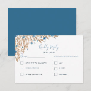 Pulverblaue ländliche Felder Hochzeit RSVP Karte