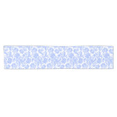 Pulverfarbe Blau und weiße Floral Damast Kurzer Tischläufer (Horizontal)