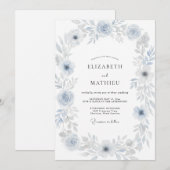Pulvergraue Anemonen-Hochzeit Einladung (Vorne/Hinten)
