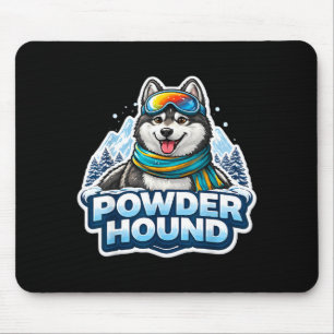Pulverhund Ski-Liebhaber Hund Männer Skifahrer Sno Mousepad