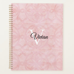 Pulverrosa Batik Elegante Monogramm Name Planer