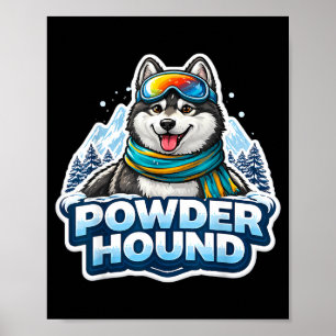 Pulverschnee Skiliebhaber Hund Männer Skifahrer Sn Poster