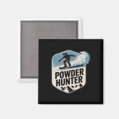 Pulverschneejäger Ski Snowboard Bergabenteuer Sieg Magnet (Vorderseite/Rückseite)