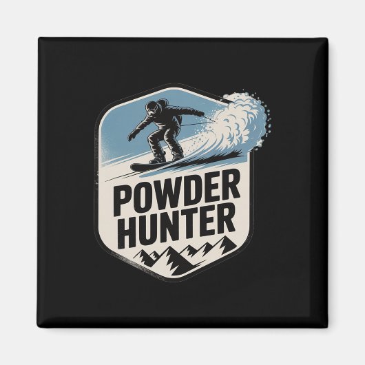 Pulverschneejäger Ski Snowboard Bergabenteuer Sieg Magnet (Vorne)