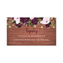 Pum floral Rustic Wood Wedding Registry