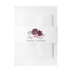 Pum Lila Aquarellfarben Blume Elegante Hochzeit Einladungsbanderole