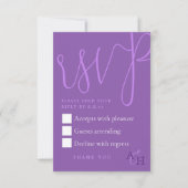 Pum Lila Calligraphy Script Wedding RSVP Card Karte (Vorderseite)
